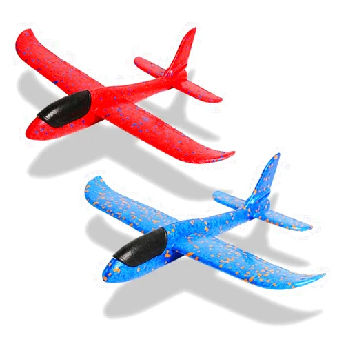 WenToyce 2 Pack Throwing Foam Airplanes, 17.5 Inches 2 Flight Mode Glider Inertia Planes Model, Manual Launch Epp Flying Aircraft Planes for Kids Outdoor Sport