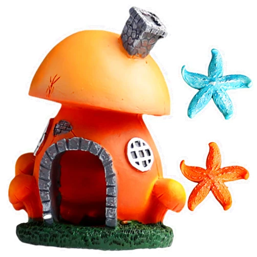 KAIMIO Aquarium Decoration Mini Hut Hiding Cave Environmentally Friendly Natural Resin Material for Aquatic Pets Breeding Playing and Resting Fish Tank Accessories (Mushroom Style 2)