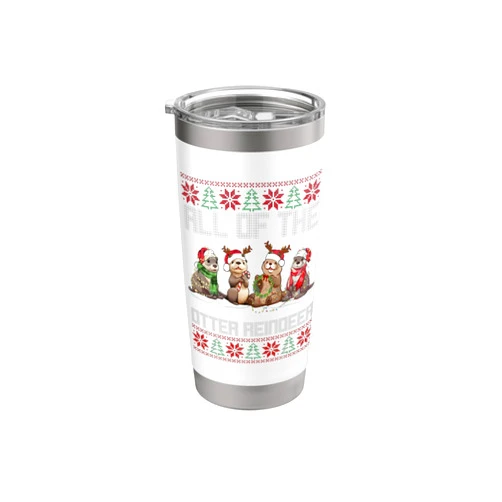 All Of The Otters Reindeer Ugly Sweater Otter Christmas Tree All Of The Otters Reindeer Ugly Sweater Stainless Steel Insulated Tumbler