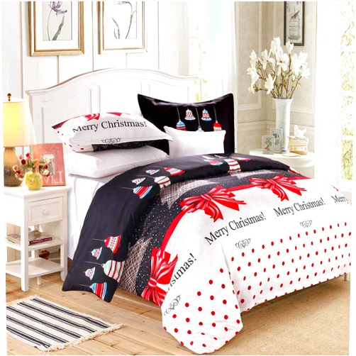 LAMEJOR Duvet Cover Sets Twin Size Christmas Theme Merry Christmas/Christmas Tree/Bells Pattern Holiday Season Luxury Reversible Bedding Set Comforter Cover(1 Duvet Cover+2 Pillowcases)