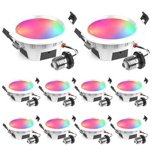 Vanance 3 Inch Smart Recessed Light 10Pack, RGBCW, 2700K-6500K CCT Selectable, Dimmeble, Multicolorred Color Changing LED Downlight, New Construction or Remodel Canless Recessed Downlight