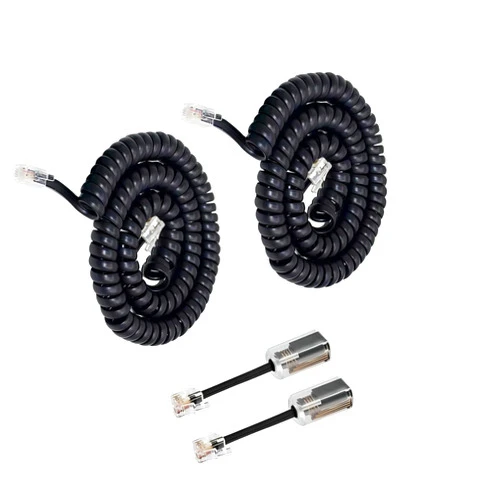 Uvital Telephone Handset Cord Detanglers, 2 Pack Landline Handset Cord Cable 10Ft Uncoiled(1.2 Ft Coiled) and 2 Pack Anti-Tangle Telephone Cord Untangler 360 Degree Rotating Swivel Cord(Black)