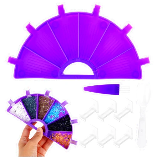 cobee Diamond Painting Tray Kit, 6 Grids Diamond Painting Accessories Tray Organizer with Multiple Stopper Dividers for 5D Diamond Embroidery Nail Art Cross Stitch Tools Bead Sorting Storage(Purple)