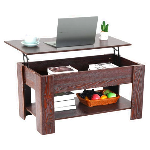 FDW Lift Top Coffee Table with Hidden Compartment and Storage Shelf Wooden Lift Tabletop for Home Living Room Reception Room Office,Espresso