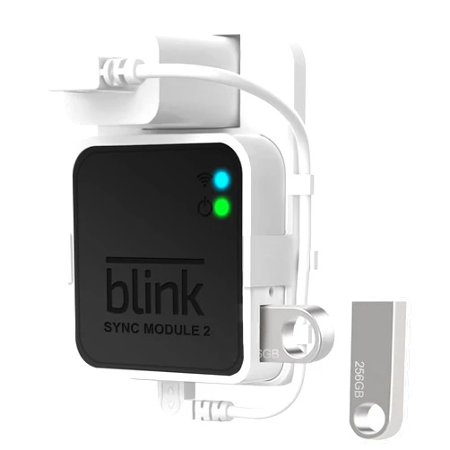 WDZREE 256GB USB Flash Drive for Local Video Storage with Outlet Mount for Blink Sync Module 2,Short Cable Save Space and Easy Move Mount Bracket Holder for Blink Outdoor Indoor Home Security Camera