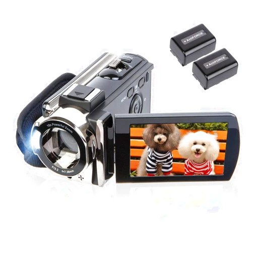 Kicteck Video Camera Camcorder Digital Camera Recorder Full HD 1080P 15FPS 24MP 3.0 Inch 270 Degree Rotation LCD 16X Zoom Camcorder with 2 Batteries(604s)