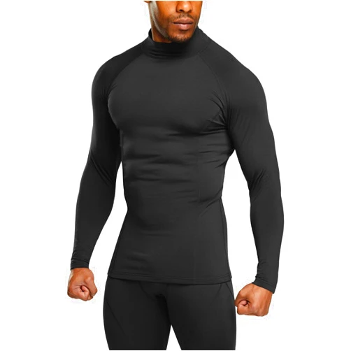 TSLA Men's Thermal Long Sleeve Compression Shirts, Mock/Turtleneck Winter Sports Running Base Layer Top