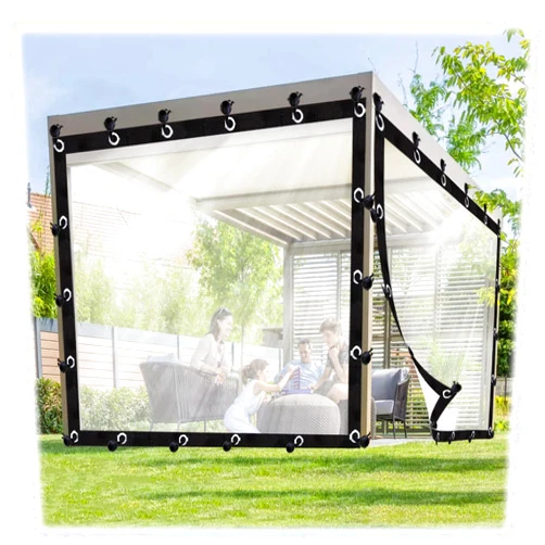 CghhDY Outdoor Clear Tarp Curtains Waterproof Tarpaulin Side Panels PE Durable Plastic Tarpaulins Pergola Porch Gazebos Weather Curtain (Color : Clear, Size : 6.5' x 13')