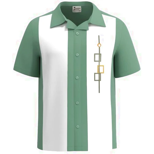 Bowling Concepts Designs Men's Camp Cuban Short Sleeve Button-Down Bowling Shirt ~ Summer, Casual, Wedding (Size Small-5x Big & Tall)