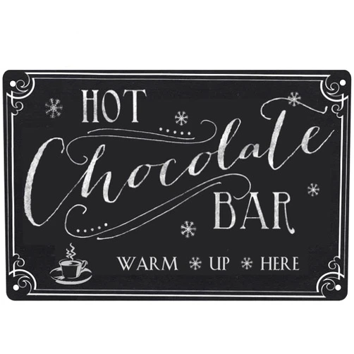 Ewxibnc Warm Up Here Hot Chocolate Bar Sign Kitchen Decorative Cafe Bar Home Metal Plate Wall Decor Retro Plaque 8x12 Inch