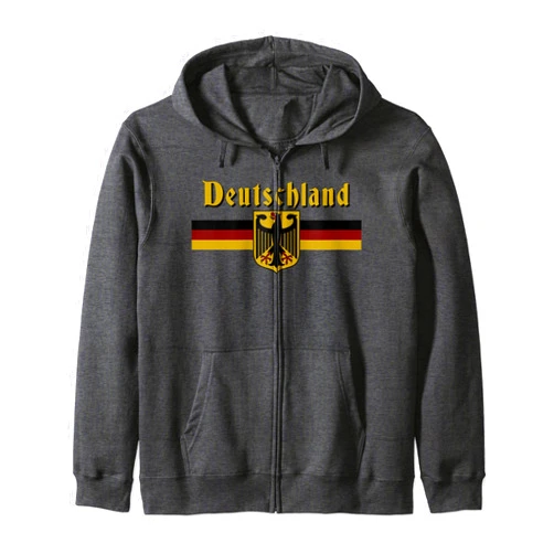 Love Oktoberfest German Party Gifts DEUTSCHLAND German Flag Coat of Arms Banner Retro Vintage Zip Hoodie