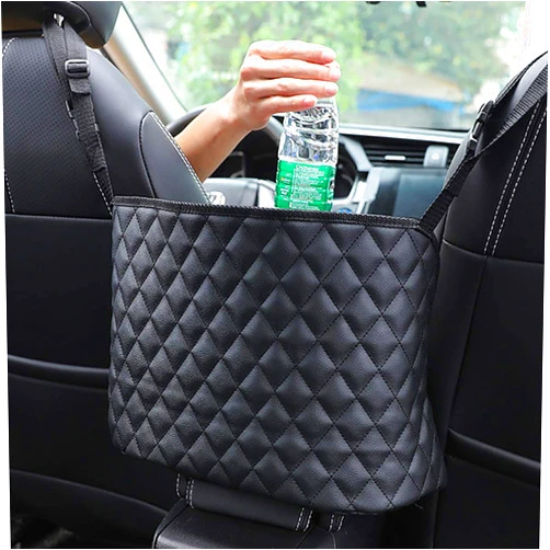 ANLEM Car Purse Holder Durable Leather Seat Back Organizer Car Handbag Holder Between Seat Car Organizer Front Seat Storage Barrier of Backseat Pet Kids Driver Storage Netting Pouch Seat Back Bag