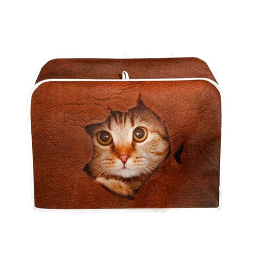 Psesaysky Cat 2 Slice Toaster Covers Kitchen Home Dustproof Decorative Accessories Lightweight with Top Hook Bread Maker Oven Fingerprint Cover Universal Fit