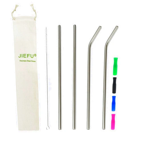 JIEFU Stainless Steel Straws, 4pcs 12