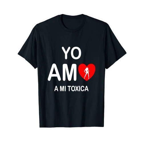 Regalos en Espanol Yo Amo a mi Toxica San Valentin T-Shirt - Women's Unisex-Adults Small Black Short Sleeve V-Neck Classic Fit T-Shirt - Valentine's Day Fun Modern Matching Couple Design - Imported