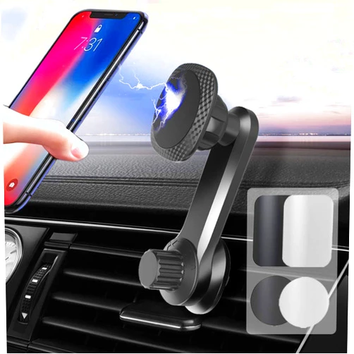 MOVENTA Magnetic Phone Car Mount Holder, Compatible with 4-6.7 Inch Smartphones and Tablets, Upgraded Clamp and Strong Magnets for Car