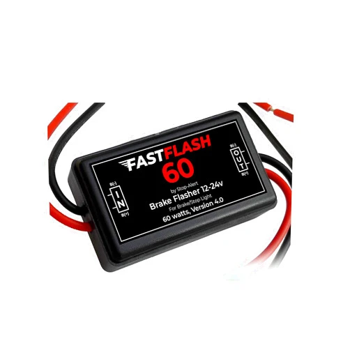 Stop-Alert FastFlash 60 Watts Brake Flasher Tail & Stop Light Strobe 50X Fastest Preprogrammed 3 Blink Pattern Sequence - LED & ANY OTHER BULB for Cars, Trucks, Motorcycles mount 5A 12-24V