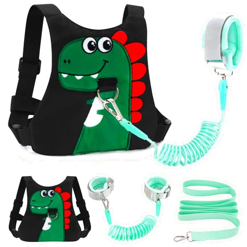 FITARTS Toddler Leash-Baby Walking Safty Harness and Child Anti Lost Wrist Link for Girls/Boys Travel (Black)