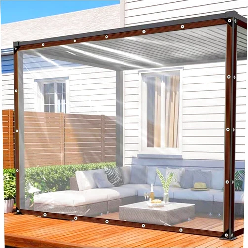 ADRUEKMV Clear Tarp - Heavy Duty Waterproof 8x10FT Plastic Tarps with Grommets Clear Vinyl Tarps for Outdoor Porches Transparent Tarpaulin for Patio Enclosure Roofs Greenhouse Plant Chicken Coop Cover