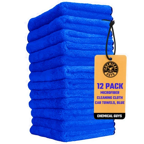 Chemical Guys MIC110012 Professional Grade Premium Microfiber Towels, Blue (16 Inch x 16 Inch) (Pack of 12) - Safe for Car Wash, Home Cleaning & Pet Drying Cloths