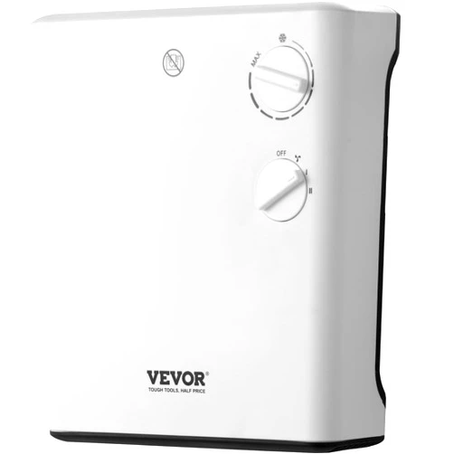 VEVOR Electric Wall Heater 1500W, Small Space Heaters with Knob Adjustment, Tip-Over & Overheat & IPX24 Waterproof Safety Protection, Wall-Mount/Tabletop for Indoor Use, Fixed Screws Included, White
