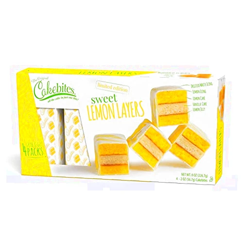 COOKIES UNITED ALWAYS FRESH The Original Cakebites by Cookies United, Grab-and-Go Bite-Sized Snack, Sweet Lemon Layers, 4 Pack of 3 Cookies