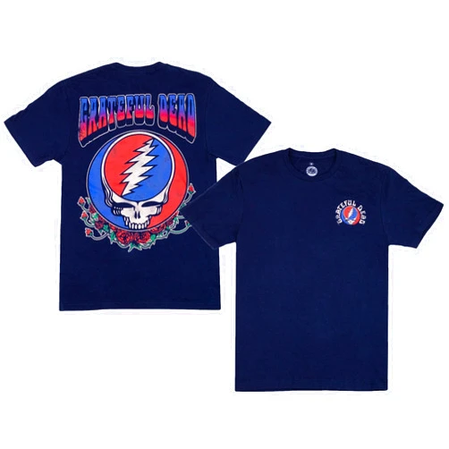 Ripple Junction Grateful Dead Men’s Short Sleeve T-Shirt Steal Your Face Vintage Front and Back Graphics Officially Licensed