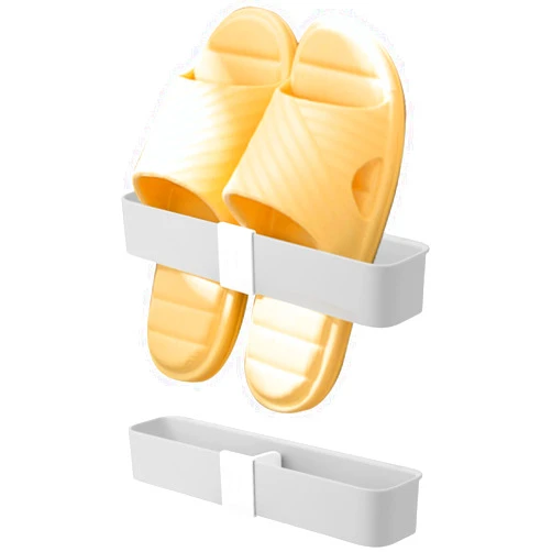 Cosmos 2 Pcs Wall Mounted Slippers Rack House Slippers Hanger Shower-shoe Holders Wall Mount Shower Slippers Organizers with Sticky Hanging Strips for Bathroom, Kitchen, Living Room and RV (Grey)