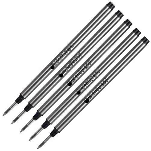 Pen Savings Combo Pack, Monteverde Soft Roll Rollerball Pen Refills Compatible with Montblanc Capped Pens, 5 Pack, Medium Point, M23, Threaded Tip (Blue)