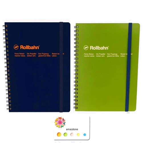Roruban Delfonics Roruban Pocket Memo A5 Dark Blue＆Olive(500056-428,500056-228) Set of 2 and Our Original Sticky Notes
