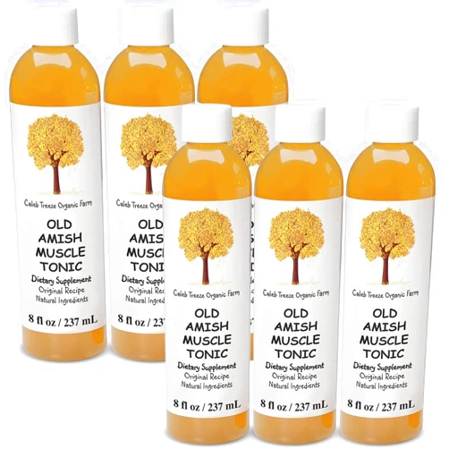 Caleb Treeze Old Amish Muscle Tonic 8 fl oz, Leg & Foot Cramps Relief, Restless Legs, Muscle Cramps & Spasm Relief - Pack of 6