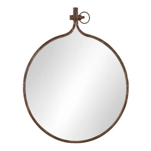 Kate and Laurel Yitro Round Industrial Rustic Metal Framed Wall Mirror, 23.5x28.5, Rustic Metal, Chic Industrial Accent Mirror for Wall