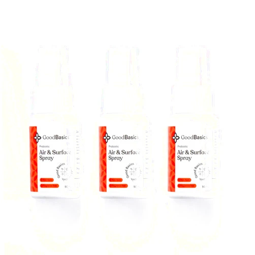 GoodBasics Good Basics Air and Surface Spray Travel Size, Air Freshener Spray and Multi-surface Purifier for Protection up to 48 Hours, Kids and Pet Friendly, Free of Fragrance and Harsh Chemicals (3 Pack)
