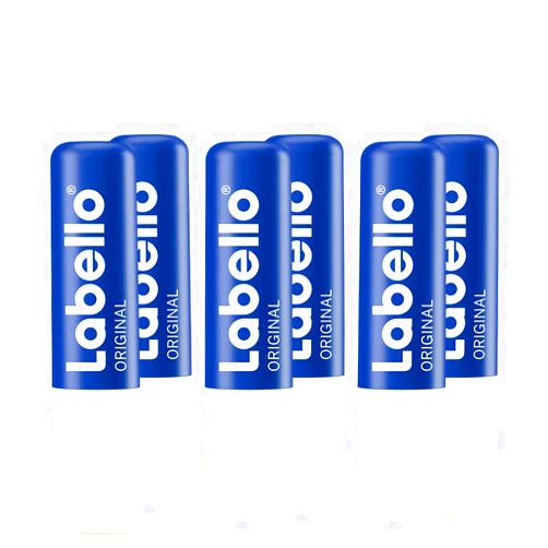 Labello Original Lip Balms - Pack of 6 (6 x 4.8 g), Naturally Beautiful Lips, No Mineral Oils