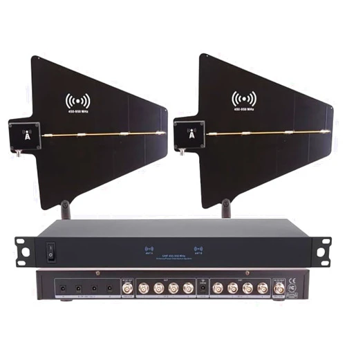 JINTAOMA Wireless Microphone Signal Amplifier, Uhf Antenna Distribution, Gain Adjustment Active Antenna Paddles, 8 Outputs + 2 Cascade Ports, Covers 400-950mhz Frequency Range