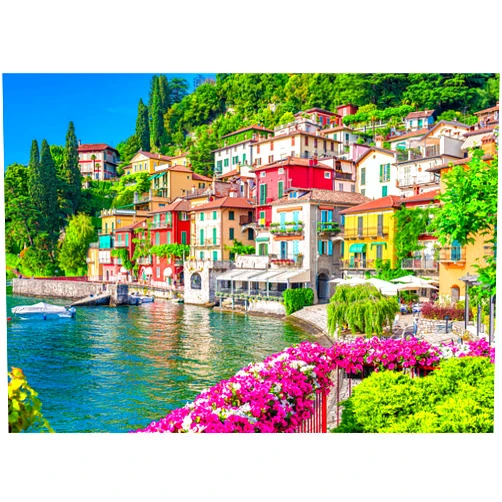 HUADADA 500 Piece Jigsaw Puzzle for Adults -Lake Como Scenery, Italy Jigsaw Puzzles 500 Pieces Puzzles for Adults-Finished Size 19.3