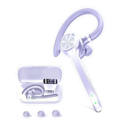 HEIBAS Bluetooth Headset, Wireless Bluetooth Earpiece with 500mAh Charging Case 72 Hours Talking Time Built-in Microphone for iOS Android Cell Phone, V5.1 Hand-Free Headphones for Trucker-Violet