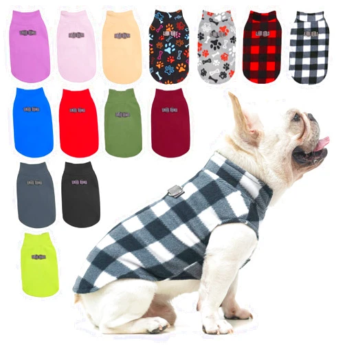 BEAUTYZOO Small Dog Sweater Fleece Vest Winter Jacket, D-Ring Leash Attachment for XS S Puppy Medium Sized Breeds Dogs, Cold Weather Dog Clothes Windproof Keep Warm, Plaid L