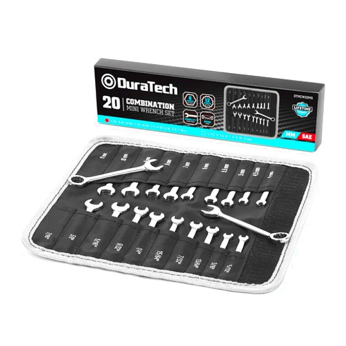 DURATECH Mini Wrench Set, Midget Combination Wrench Set, 20-Piece, Metric & SAE, 4-11mm & 5/32