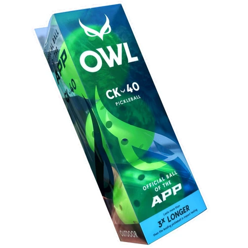 OWL Sport, Pickleball Balls, CK-40 Pickleball (Pack of 3) - Last 3X Longer, Outdoor Pickleball Ball