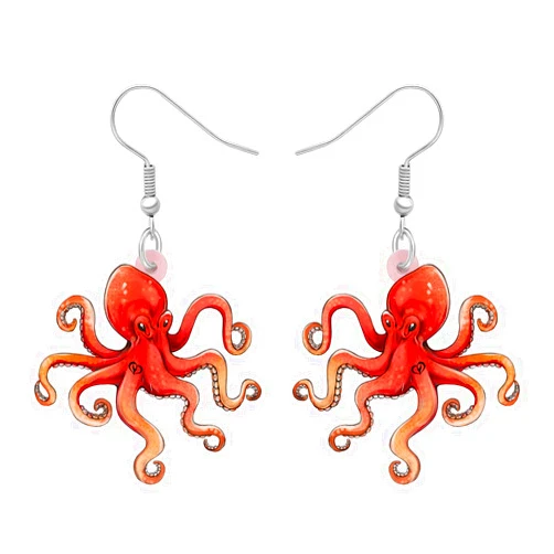 BAMAY Acrylic Cute Cartoon Octopus Earrings Squid Dangle Sea Life Jewelry Gifts for Women Charms Decor