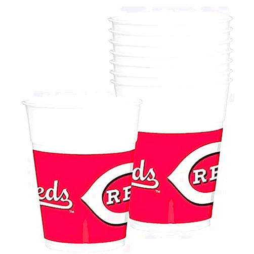 Amscan Cincinnati Reds Plastic Cups, Pack of 25 - Multi-purpose Beverage & Favor Cups - Perfect for Sports Team Parties and Events