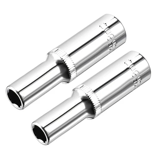 uxcell 2 Pcs 3/8 Inch Drive 8mm 6-Point Deep Socket, Metric, Cr-V