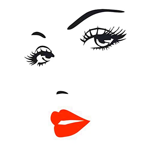 YOYOYU ART HOME DECOR Eco-Friendly Beautiful Face and Red Lips Wall Sticker Beauty Salon Wall Window Sticker Home Living Room Bedroom Decoration Women Face Decal Finished Size 57x70cm