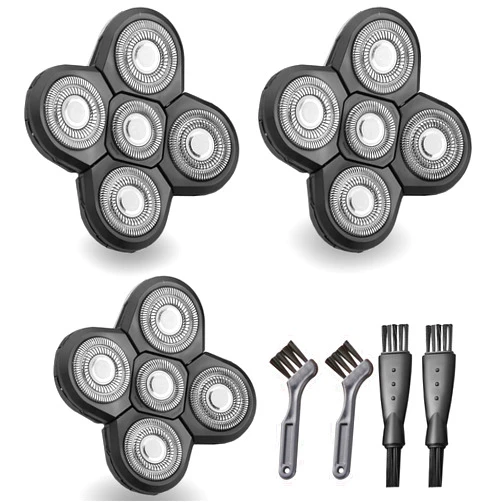 Carreuty 3Pcs 5 Head Shaver Replacement Blades, Universal 5 Blades Shaver Replacement Heads for Electric Razor Shaver Head, Bald Men Head and Face