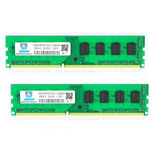 Motoeagle DDR3L-1600 UDIMM 16GB Kit (2x8GB) 2Rx8 PC3L-12800U 8GB PC3-12800 240 Pin Non ECC Unbuffered 1.35V/1.5V CL11 Dual Rank Desktop Memory Ram