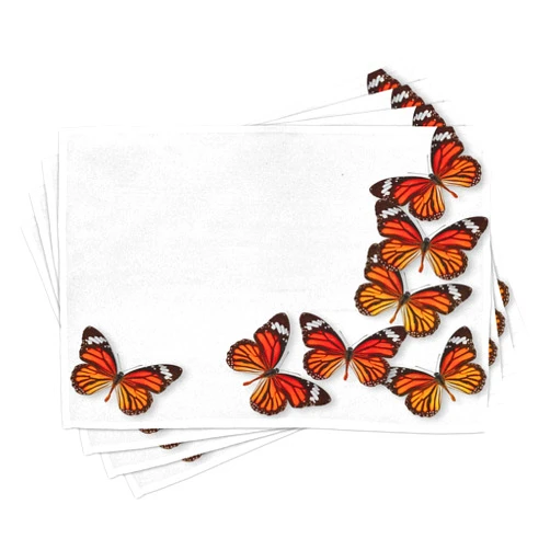 Ambesonne Butterflies Place Mats Set of 4, Monarch Butterfly Flying Frame Insect Exotic Weather, Washable Fabric Placemats for Dining Table, Standard Size, Dark Brown