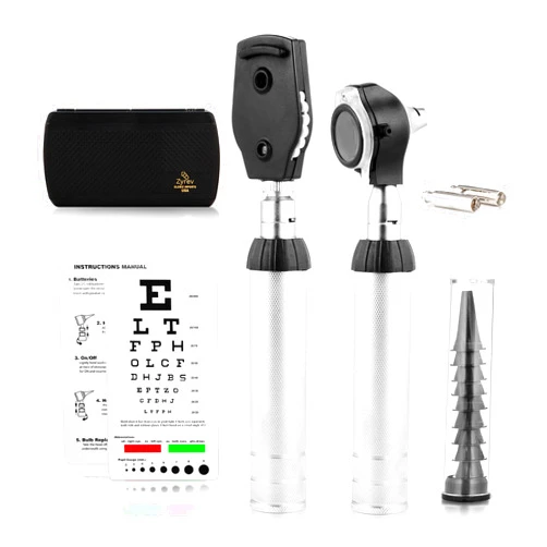 Zyrev Otoscope Oph Multi-Function Set - Otoscope/Opthalmoscope for Ear & Eye Examination - with Portable Carry Case, Sight Chart, Replacement Tips (Black)