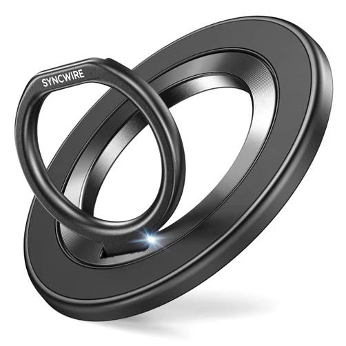 SYNCWIRE Upgraded Magnetic Phone Ring Holder for MagSafe, Magnetic Cell Phone Grip Stand Finger Ring Kickstand Two-Sided Magnetic Compatible with iPhone 16 Pro Max 15 14 13 12 MagSafe Accessories