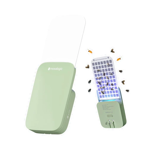 Mosalogic Fly Insect Trap Plug-in Fruit Flies Killer Gnat Trapper Moth Catcher Fly Trapper UV Attractant Catcher for 400 Sq Ft of Protection Green-1PACK